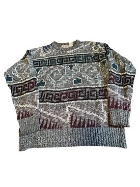 Vintage Method Coogi Style Knit Sweater Mens Medium Abstract Grandpa Core